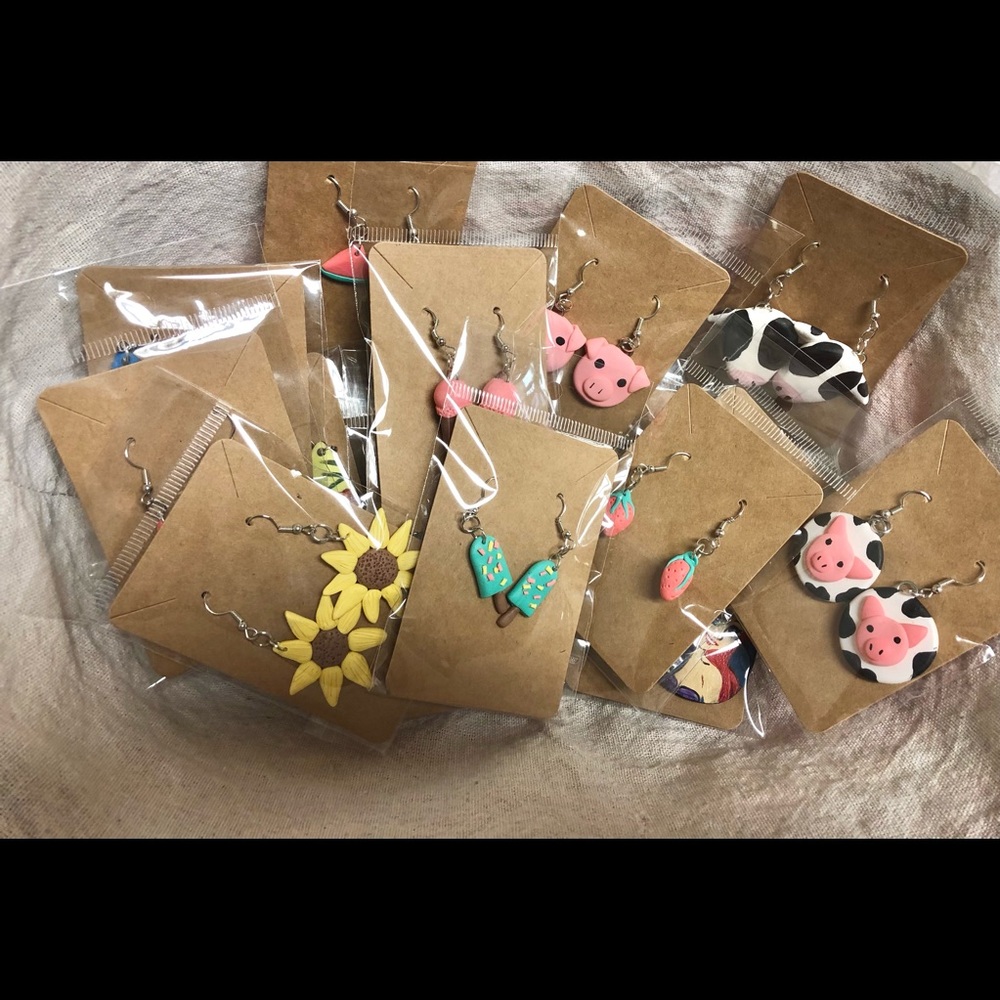 Hand sculpted polymer clay earrings